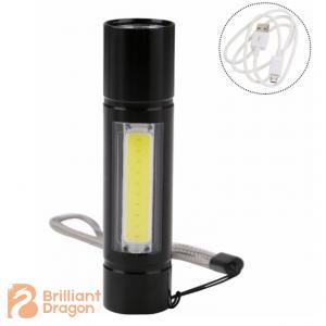 Rechargeable Aluminum COB Flashlight with 3 Working Modes