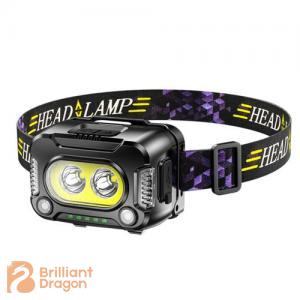 Rechargeable COB headlamp with red warning light