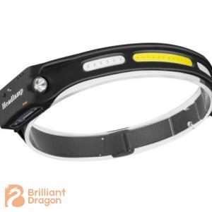 Red Warning Flashing Function Rechargeable COB Headlamp With Sensor Switch
